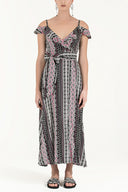 Pink Wrap-over  Printed maxi dress  92322