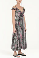 Pink Wrap-over  Printed maxi dress  92322