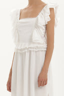 White Laced and ruffled maxi dress 92328