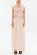 Beige Laced and ruffled maxi dress 92328