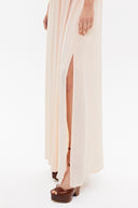 Beige Laced and ruffled maxi dress 92328