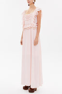 Pink Laced and ruffled maxi dress 92328