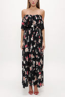 Black Strapless ruffled maxi dress 92331