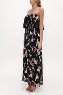 Black Strapless ruffled maxi dress 92331