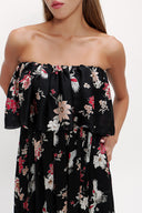 Black Strapless ruffled maxi dress 92331