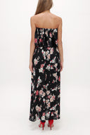 Black Strapless ruffled maxi dress 92331
