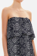 Navy Blue Strapless ruffled maxi dress 92331