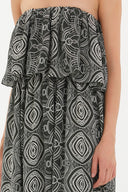 Green Strapless ruffled maxi dress 92331