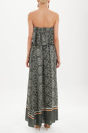 Green Strapless ruffled maxi dress 92331