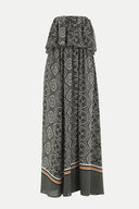 Green Strapless ruffled maxi dress 92331