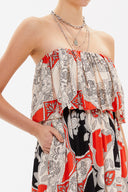 Beige Strapless ruffled maxi dress 92331