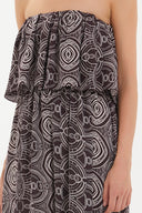 Burgundy Strapless ruffled maxi dress 92331