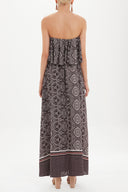 Burgundy Strapless ruffled maxi dress 92331