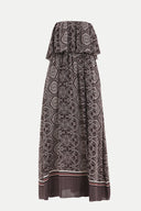 Burgundy Strapless ruffled maxi dress 92331