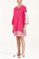 Pink Lace  and  lace-up mini dress  92332