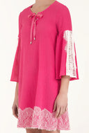 Pink Lace  and  lace-up mini dress  92332