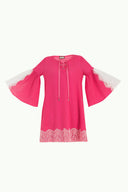 Pink Lace  and  lace-up mini dress  92332