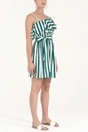 Green One shoulder  ruffled  mini dress  92345