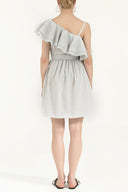 Black White One shoulder  ruffled  mini dress  92345