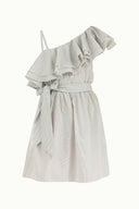 Black White One shoulder  ruffled  mini dress  92345