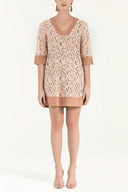 Salmon Casual  cut lace mini dress  92351