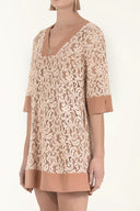 Salmon Casual  cut lace mini dress  92351