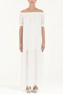 White Off shoulder elastic maxi dress 92355