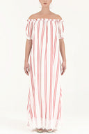 Red Off shoulder elastic maxi dress 92355