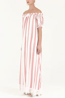 Red Off shoulder elastic maxi dress 92355