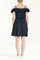 Navy Blue Ruffled neck strappy  mini dress 92356