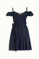 Navy Blue Ruffled neck strappy  mini dress 92356