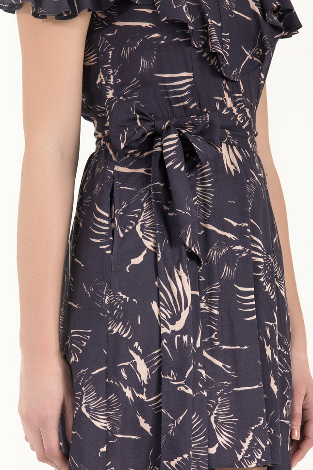 Salmon Ruffled neck strappy  mini dress 92356