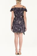 Salmon Ruffled neck strappy  mini dress 92356