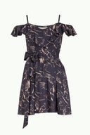 Salmon Ruffled neck strappy  mini dress 92356