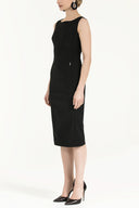 Black Zipped Slim fit midi dress 92363