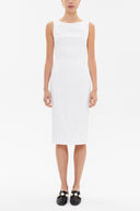 White Zipped Slim fit midi dress 92363