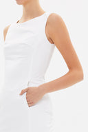 White Zipped Slim fit midi dress 92363