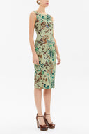 Khaki Zipped Slim fit midi dress 92363