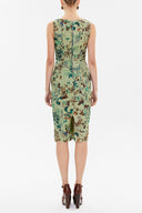 Khaki Zipped Slim fit midi dress 92363