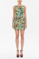 Khaki Back zipped Slim fit mini dress 92364