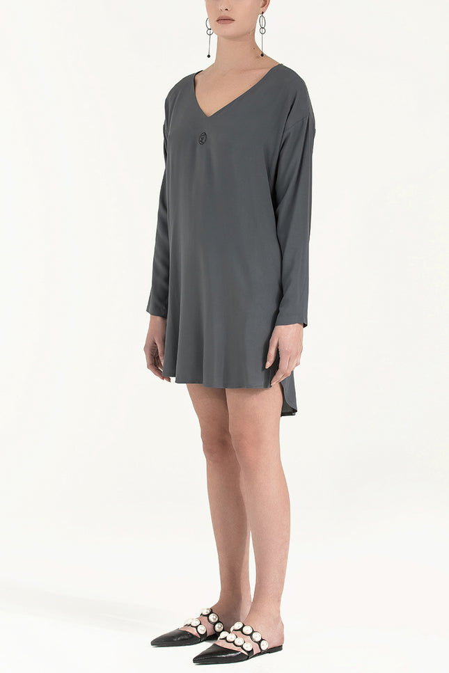 Navy Blue V-neck wide cut mini dress 92365