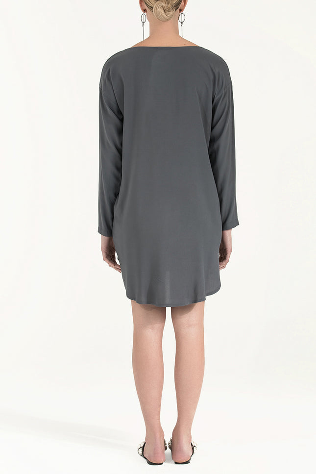 Navy Blue V-neck wide cut mini dress 92365