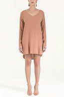 Camel Hair V-neck wide cut mini dress 92365