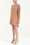 Camel Hair V-neck wide cut mini dress 92365
