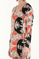 Beige V-neck wide cut mini dress 92365