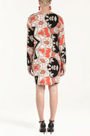 Beige V-neck wide cut mini dress 92365