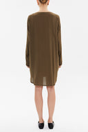 Khaki V-neck wide cut mini dress 92365