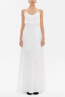 White Lace-up spaghetti straps maxi dress 92378