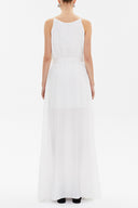 White Lace-up spaghetti straps maxi dress 92378