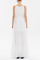 White Lace-up spaghetti straps maxi dress 92378